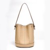 Spring new top layer cowhide women's bag, fashionable and minimalist bucket bag, contrasting color, large capacity crossbody bag, leather shoulder bag 