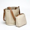 Spring new top layer cowhide women's bag, fashionable and minimalist bucket bag, contrasting color, large capacity crossbody bag, leather shoulder bag 