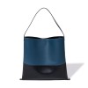 Large capacity shoulder bag, Korean minimalist cowhide shopping bag, fashionable color blocking leather tote bag 