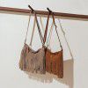 Tassel bag niche frosted cowhide casual crossbody bag with retro leather trend shoulder bag 