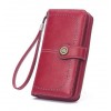 Retro Oil Wax Skin Hollow Wallet Korean Version Large Capacity Phone Bag for Women 