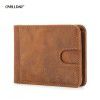 RFID Men's Genuine Leather Wallet US Dollar Clip Thin Cowhide Zero Wallet 
