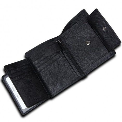 Men's Anti theft Brush Anti RFID Genuine Leather Men's Wallet Multi functional Men's Vertical Wallet 