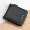 Men's Short Wallet Retro Horizontal Multi functional Card Bag with Multiple Card Positions, Three fold Driver's License Zipper Bag 