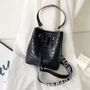 Stone patterned bucket shoulder bag with personalized print diagonal cross women's zero wallet 