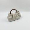 Minimalist wooden handle pleated cloud carrying handbag for women's crossbody mini bag 
