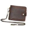 Head layer Crazy Horse Leather Cowhide Men's Retro Practical Hand held Iron Chain Short Wallet Wallet Wallet Wallet Wallet 