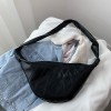 Women's Vintage One Shoulder Crossbody Waist Chest Bag Spring Simple PU Large Capacity Horn Bag for Women 