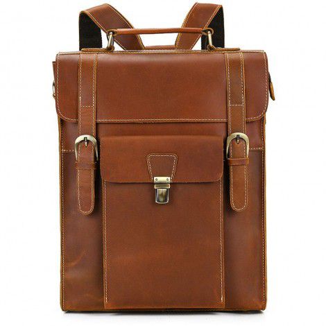 Men's Leather Backpack retro flip backpack Crazy Horse Leather multifunctional Single Shoulder Messenger Bag multipurpose handbag 