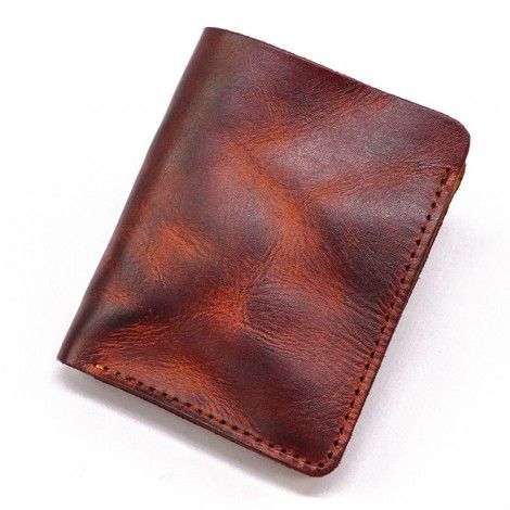 Head layer cowhide wallet, men's vertical minimalist wallet, handcrafted and distressed, retro vegetable tanned leather, large banknote wallet trend 