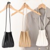 Sweet pleated shoulder bag, simple and pleated mini phone bag, stylish and casual soft leather crossbody small bag 