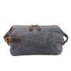 Men's Hand Grab Bag Oil Wax Canvas Wash Bag Vintage Handheld Headband Layer Cowhide Wrist Bag 