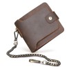 Head layer Crazy Horse Leather Cowhide Men's Retro Practical Hand held Iron Chain Short Wallet Wallet Wallet Wallet Wallet 