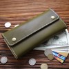 Men's long wallet, genuine leather buckle leather clip, top layer cowhide wallet, men's and women's handbags 