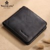 Men's wallet horizontal and vertical short top layer cowhide wallet classic three fold RIFD 