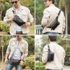 Head layer cowhide multi compartment men's waist bag men's small chest bag 