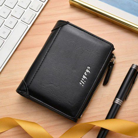 Men's wallet short trendy brand zipper men's wallet driver's license card bag vertical leather wallet 