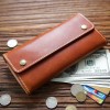 Men's long wallet, genuine leather buckle leather clip, top layer cowhide wallet, men's and women's handbags 