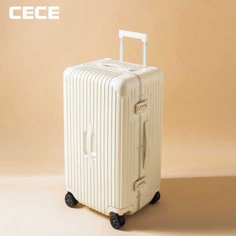 Large capacity luggage with 30 inch thick and sturdy aluminum frame travel box, male and female student trolley box, password leather case 