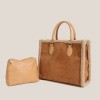 Autumn and Winter New Plush Bag Large Capacity Contrast Matte Shoulder Bag Versatile Tote Bun Mother's Bag 