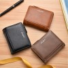 Men's wallet short trendy brand zipper men's wallet driver's license card bag vertical leather wallet 