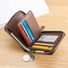 Men's Short Wallet Retro Horizontal Multi functional Card Bag with Multiple Card Positions, Three fold Driver's License Zipper Bag 