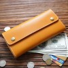 Men's long wallet, genuine leather buckle leather clip, top layer cowhide wallet, men's and women's handbags 