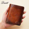 Men's wallet genuine leather RFID multifunctional driver's license integrated short style men's wallet with brushed leather 