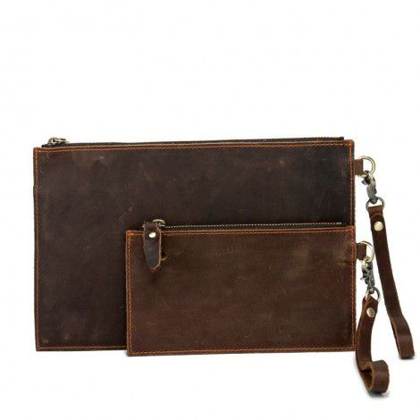 Men's leather handbag retro top layer cowhide envelope bag clip bag mobile phone bag genuine leather handbag 