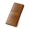 Head layer cowhide RFID anti-theft brush wallet for men's long genuine leather retro women's vertical wallet 