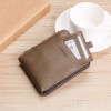 Men's short casual fashion zippered wallet with multiple card slots, zero wallet, solid color soft leather PU wallet 