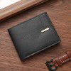 New Men's Wallet Short Wallet Men's Youth Business and Leisure Horizontal Leather Wallet Fashionable Large Capacity Soft Leather Wallet 