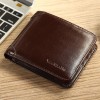 Men's wallet horizontal and vertical short top layer cowhide wallet classic three fold RIFD 