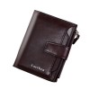 Men's Wallet Short Wallet Button Large Capacity Zipper Oil Wax Leather Soft Leather Zero Wallet 