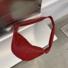 Women's Vintage One Shoulder Crossbody Waist Chest Bag Spring Simple PU Large Capacity Horn Bag for Women 