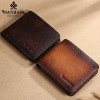 Men's wallet horizontal and vertical short top layer cowhide wallet classic three fold RIFD 