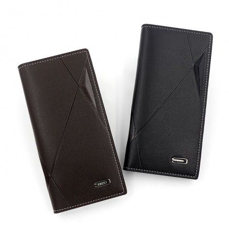 Medium length men's wallet, solid color PU leather letter wallet 