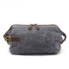 Men's Hand Grab Bag Oil Wax Canvas Wash Bag Vintage Handheld Headband Layer Cowhide Wrist Bag 