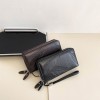 Men's Wallet Feather Double Zipper Indentation Phone Bag with Large Capacity Multi Card Position Handheld Bag 