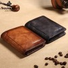 Men's wallet horizontal and vertical short top layer cowhide wallet classic three fold RIFD 