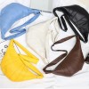 Women's Vintage One Shoulder Crossbody Waist Chest Bag Spring Simple PU Large Capacity Horn Bag for Women 