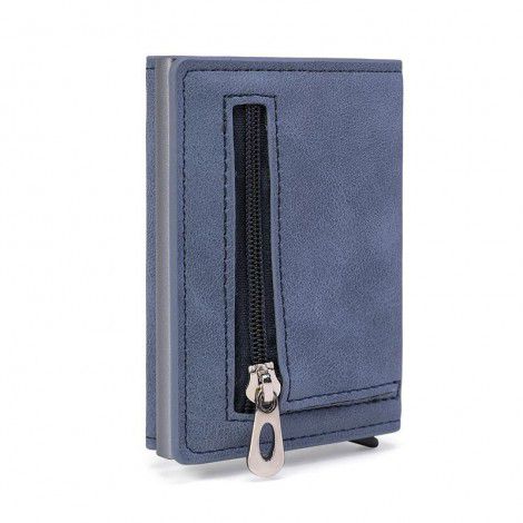 Wallet Credit Card Box Multi functional Metal Card Bag Men's Business Money Clip PU Card Clip 7-word Zipper 