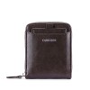 Men's short casual fashion zippered wallet with multiple card slots, zero wallet, solid color soft leather PU wallet 