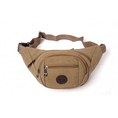 Men's Canvas Sports Waist Bag Women's Leisure Fashion Large Capacity Storage Cashier Waist Bag 