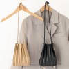 Sweet pleated shoulder bag, simple and pleated mini phone bag, stylish and casual soft leather crossbody small bag 