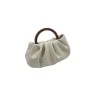 Minimalist wooden handle pleated cloud carrying handbag for women's crossbody mini bag 