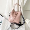 Stone patterned bucket shoulder bag with personalized print diagonal cross women's zero wallet 