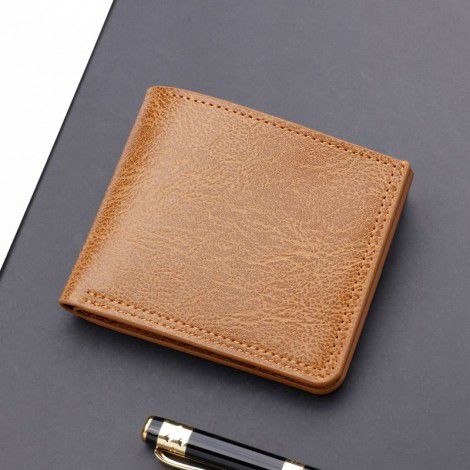 Button wallet short men's wallet wallet can hold driver's license leather wallet 