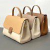 Fashionable and minimalist leather solid color handbag with large capacity, color blocking, cute shoulder bag, crossbody bag 