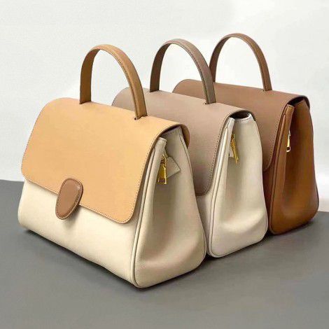 Fashionable and minimalist leather solid color handbag with large capacity, color blocking, cute shoulder bag, crossbody bag 